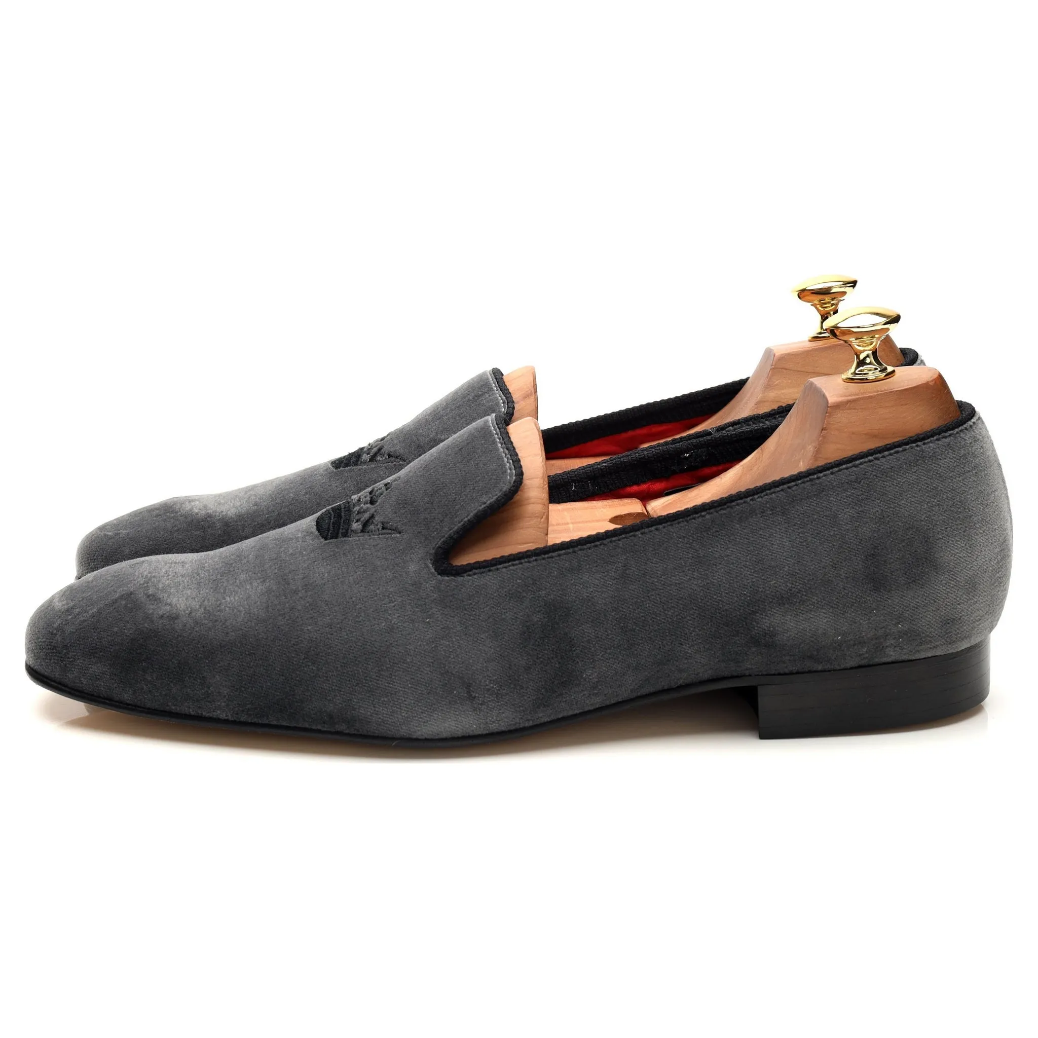 'King John' Grey Velvet Slippers UK 9.5 US 10.5 D