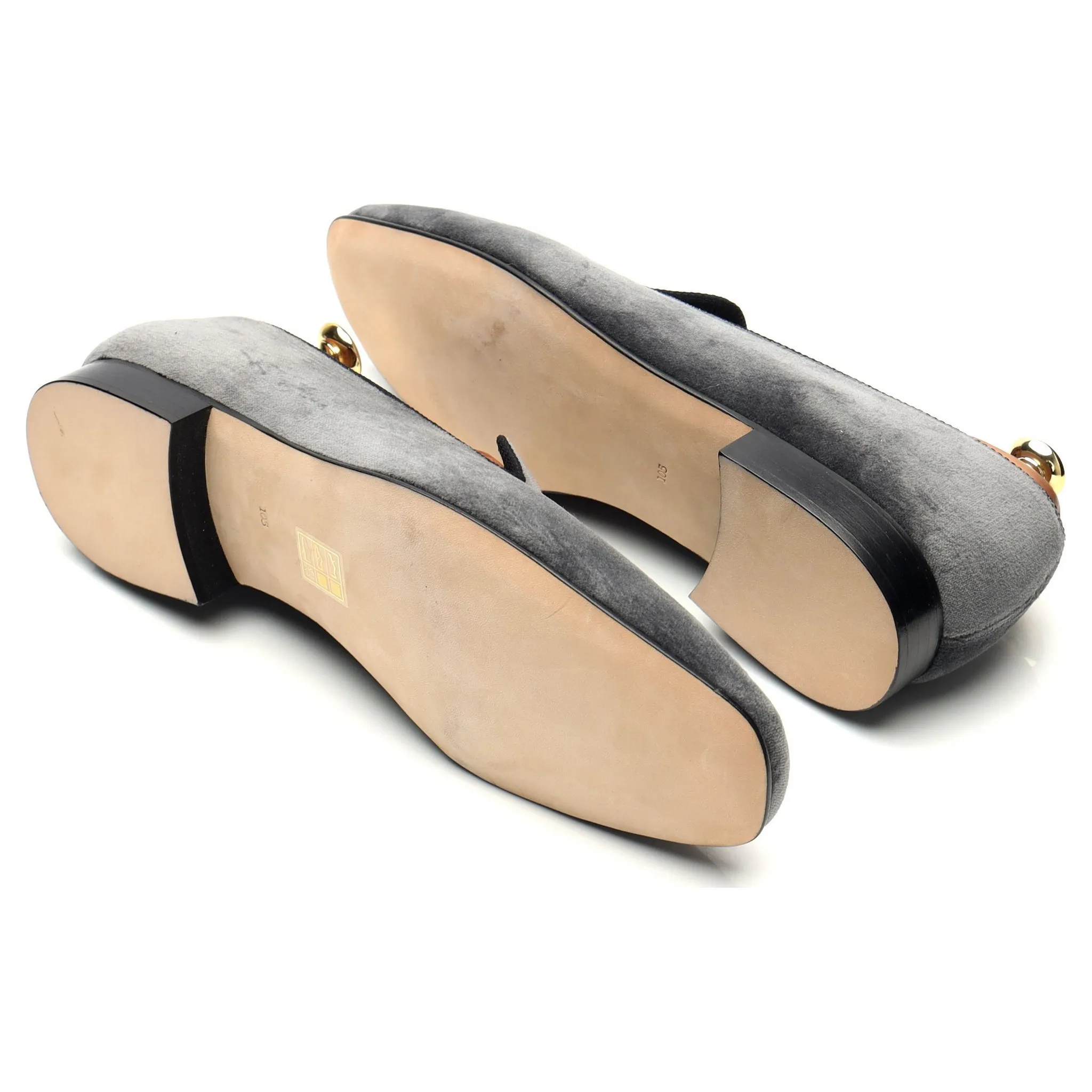 'King John' Grey Velvet Slippers UK 9.5 US 10.5 D