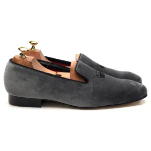 'King John' Grey Velvet Slippers UK 9.5 US 10.5 D