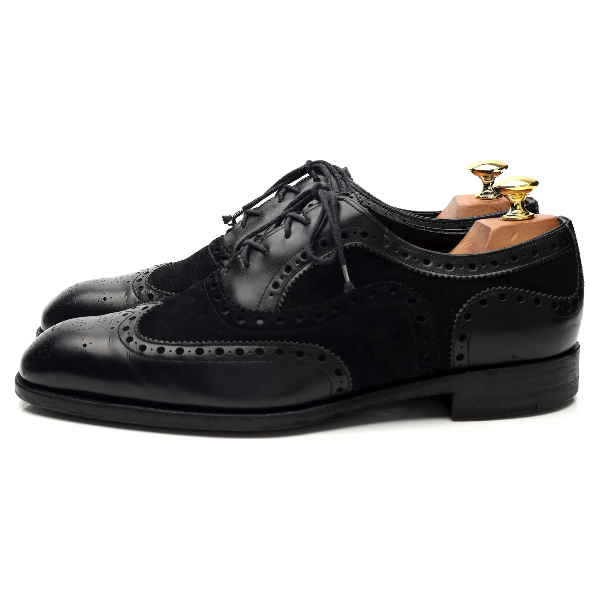 'Spectator' Black Leather Suede Brogues UK 8 US 9