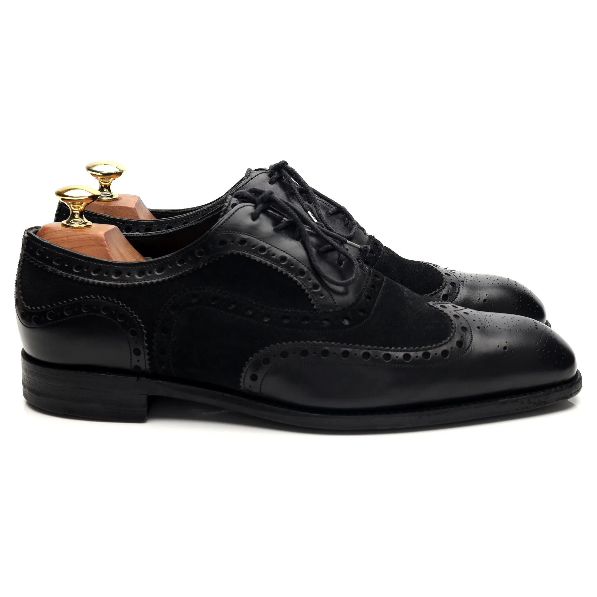 'Spectator' Black Leather Suede Brogues UK 8 US 9