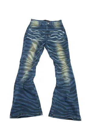 Tiger Stripe Stretch Flared Jeans